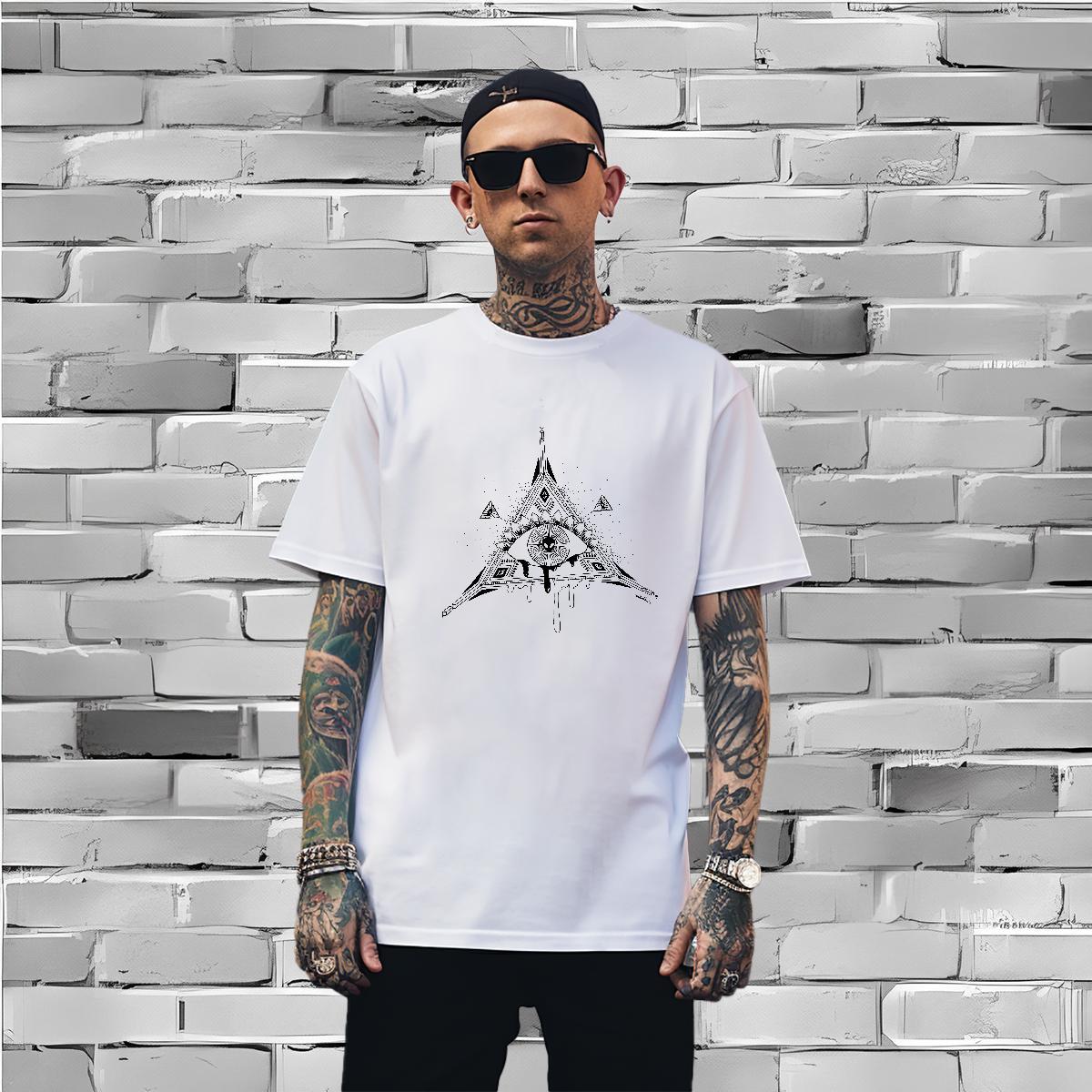 Cool T Shirt For Man 100% Cotton 230g eye of the devil Anime Printing Street Plus Size Cartoon O Neck Short Sleeves Men Clothes T-Shirt Classic Casual