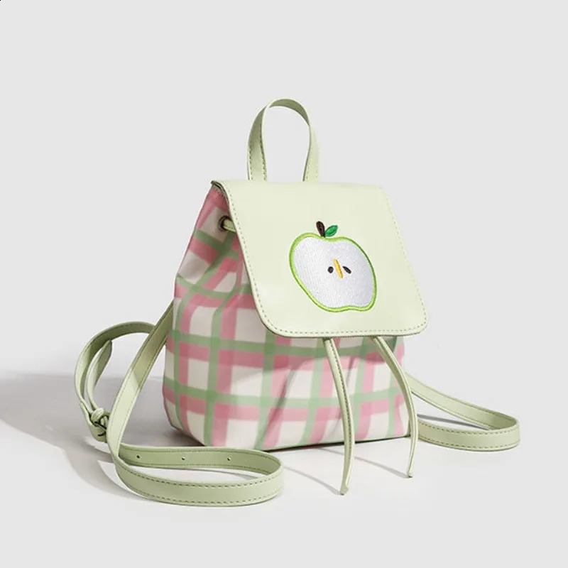 Autumn Vintage Plaid Backpacks for Teenage All Match Preppy Style PU School Bag Japanese Cute Rucksack Bolsa 240824