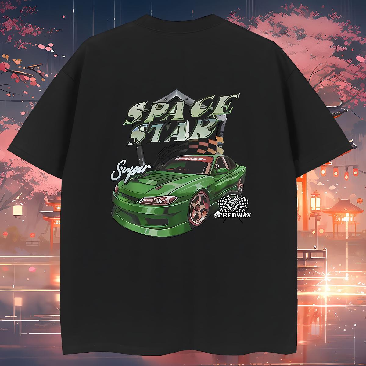 2024 Summer Tshirt for Man Woman green car Daily Wear 230g Cotton Top Tees O Neck Short Sleeves Wholesale Man T Shirts White Plus Size