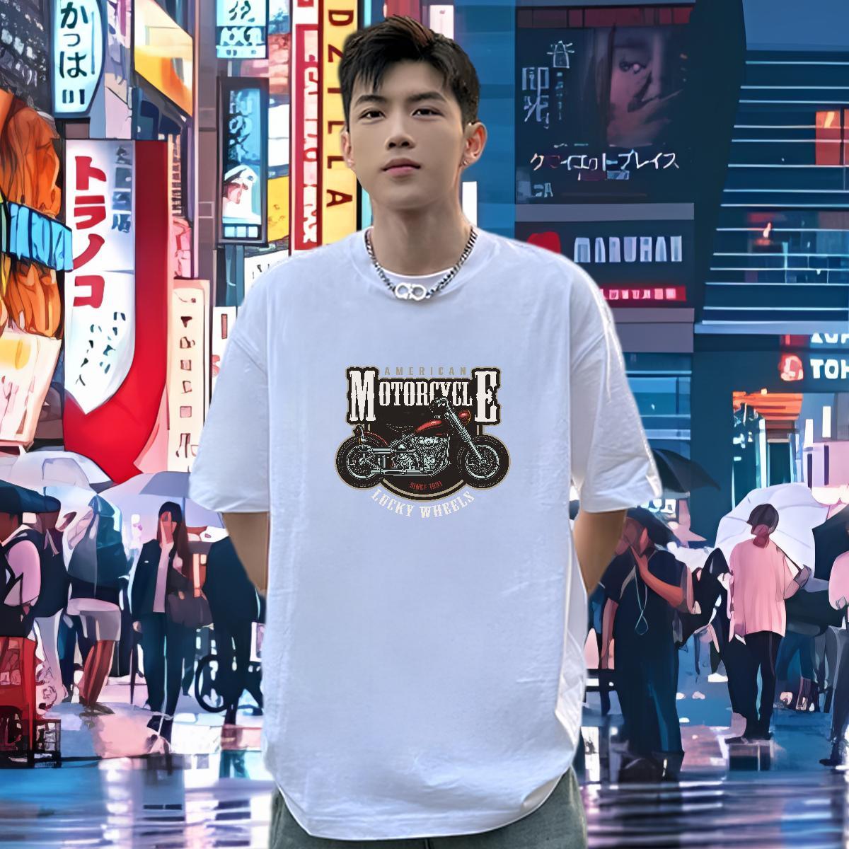 Comfortable T-Shirts 100% Cotton 230g Motorcycle Daily Outfit Customized Print Round Neck Short Sleeve Couples T Shirts Classic Casual Polos