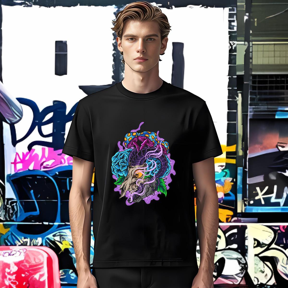 TOP Quality T-Shirts 230g 100% Cotton skull Hip Hop Custom Print Oversized Breathable Crew Neck Men Clothes T-Shirt Brand Top Tees