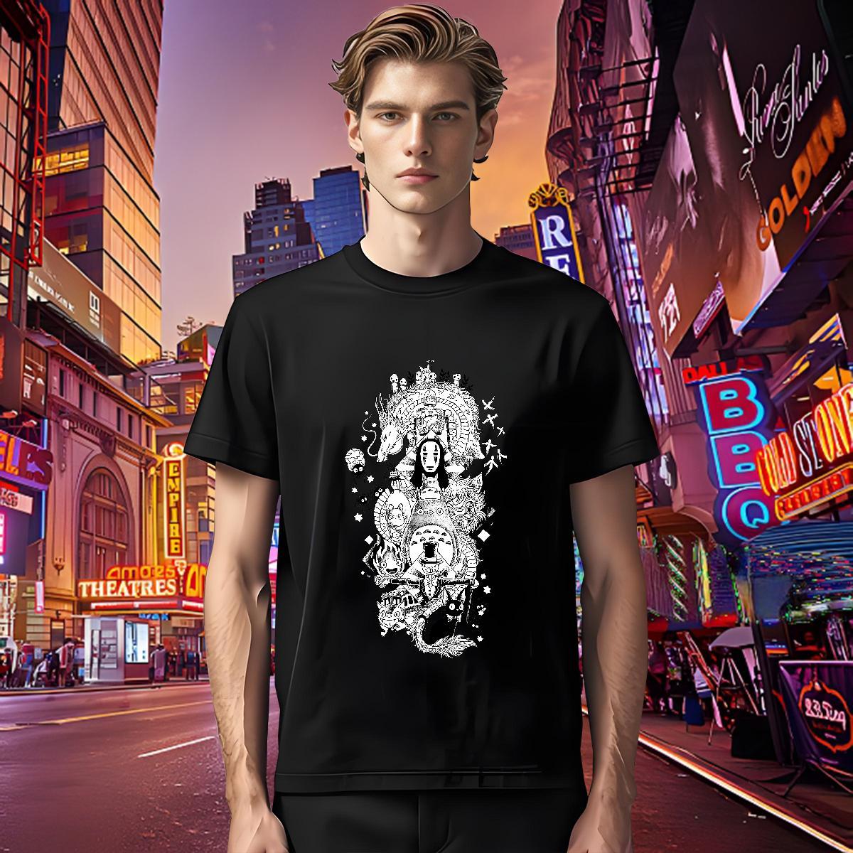 Unisex Mens T Shirts 230g Pure Cotton eye of the devil Casual Daily Wear Anime Print Short Sleeve O-Neck Men Tshirts Brand Clothes