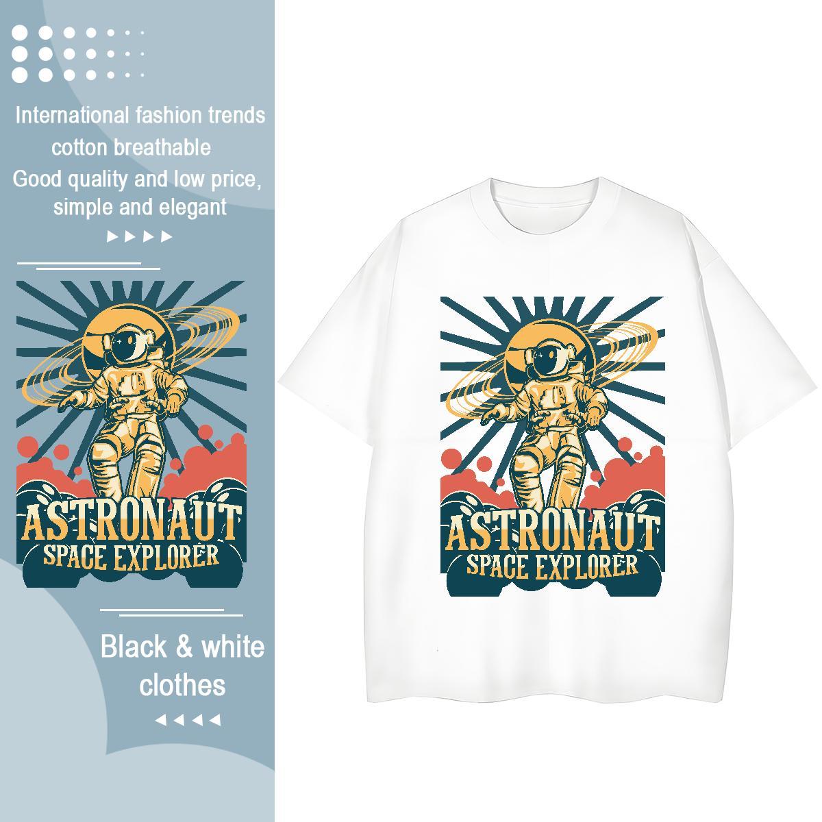 5A Tshirt for Man Woman 230g Cotton universe Hip Hop Street Woman T Shirts Breathable Crew Neck Anime Print Polos
