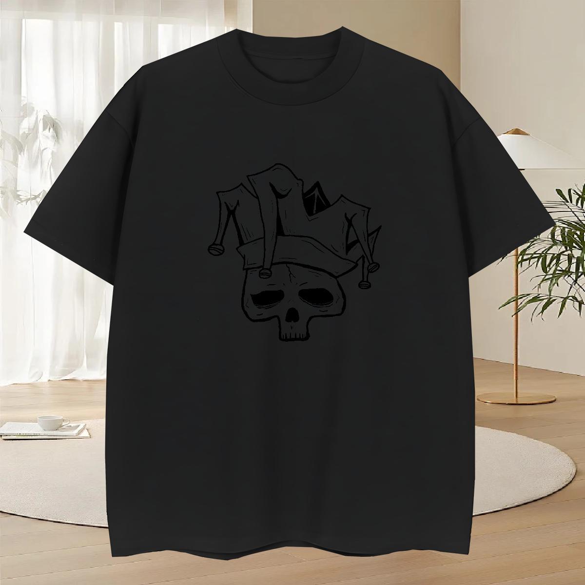 Unisex T Shirts Men 230g Cotton skull Daily Outfit Oversized 4XL O Neck Short Sleeves Men Tees Fashion Tee Shirt