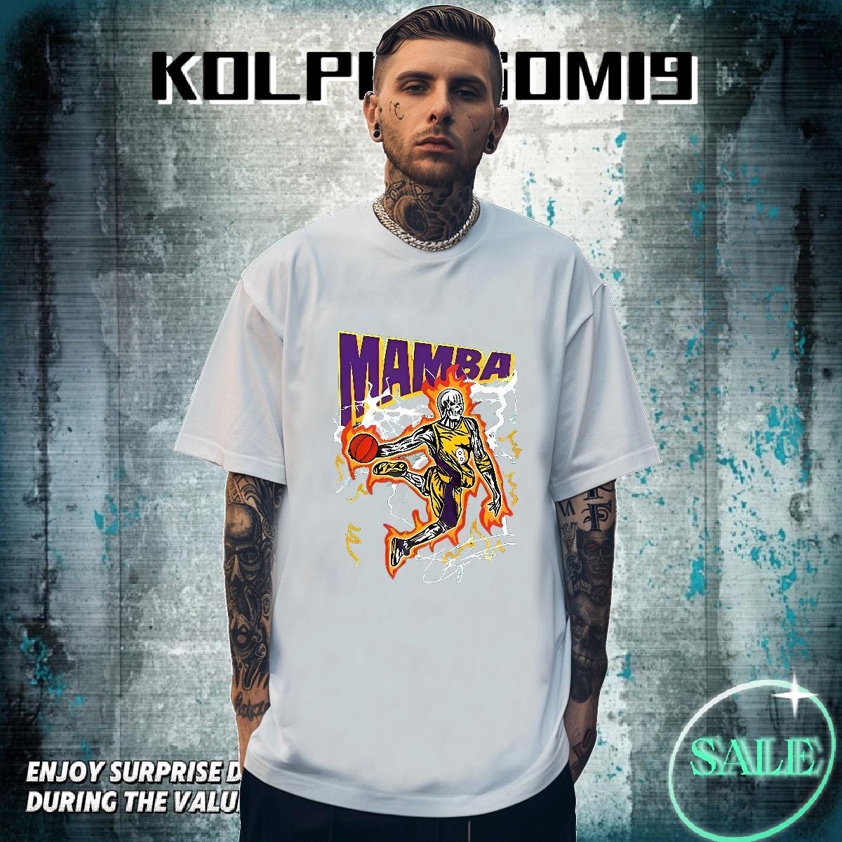 Wholesale T Shirt For Man 230g Pure Cotton basketball High Street Hip Hop Cartoon Printing L-4XL Short Sleeve Soft Mens Tshirts DIY Customized Tees