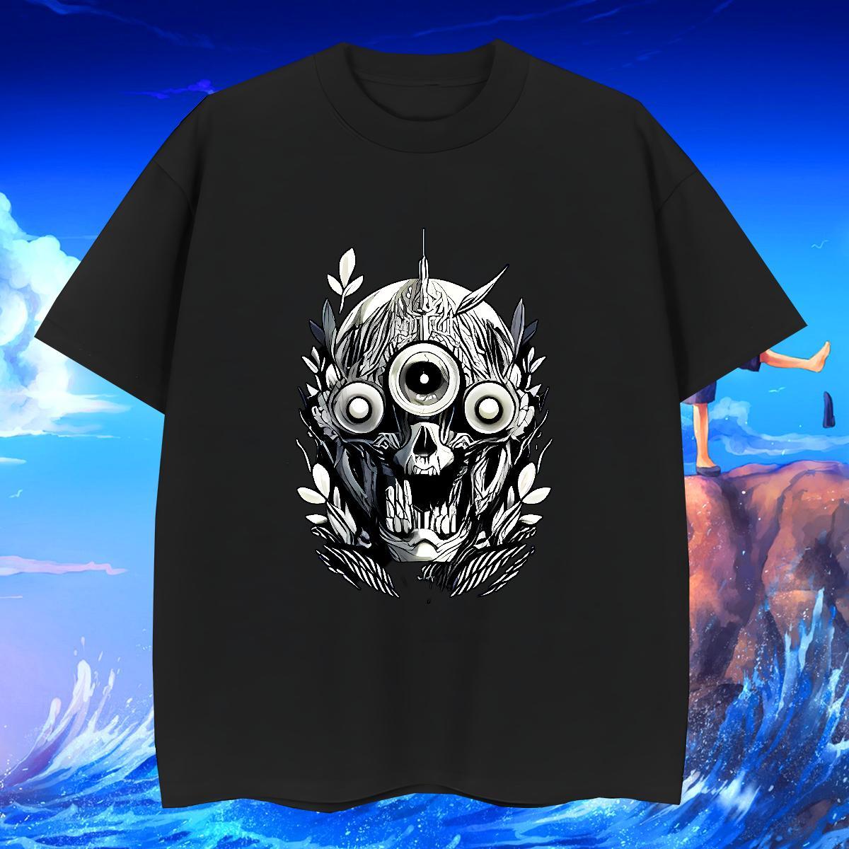 Free Shipping Man T Shirts 100% Cotton 230g skull Summer Casual DIY Printed O Neck Short Sleeves Mens Tshirts New Arrival Tops Tees