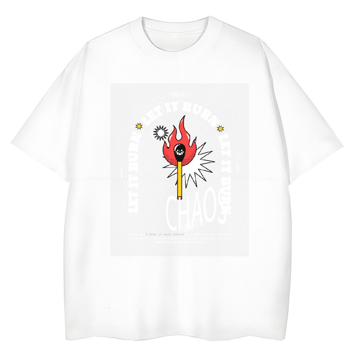 Brand Tshirt for Man Woman 100% Cotton 230g fire Sports Casual T shirt Breathable Short Sleeve Customized Tees Shirts