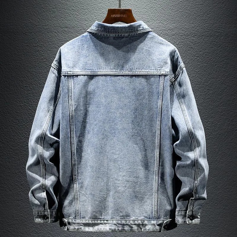 SpringSummer Solid Color Cotton Large Denim Jacket Mens Casual Relaxing Comfortable Breathable 240824