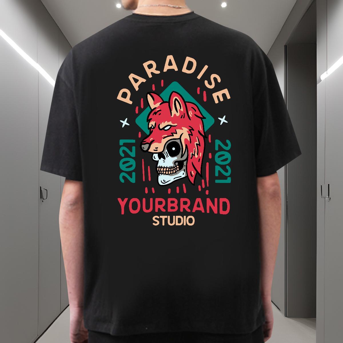 Soft T-Shirts for Men 230g Cotton skull Beach Custom Printed Crew Neck Breathable Men Tees New Tops Tees