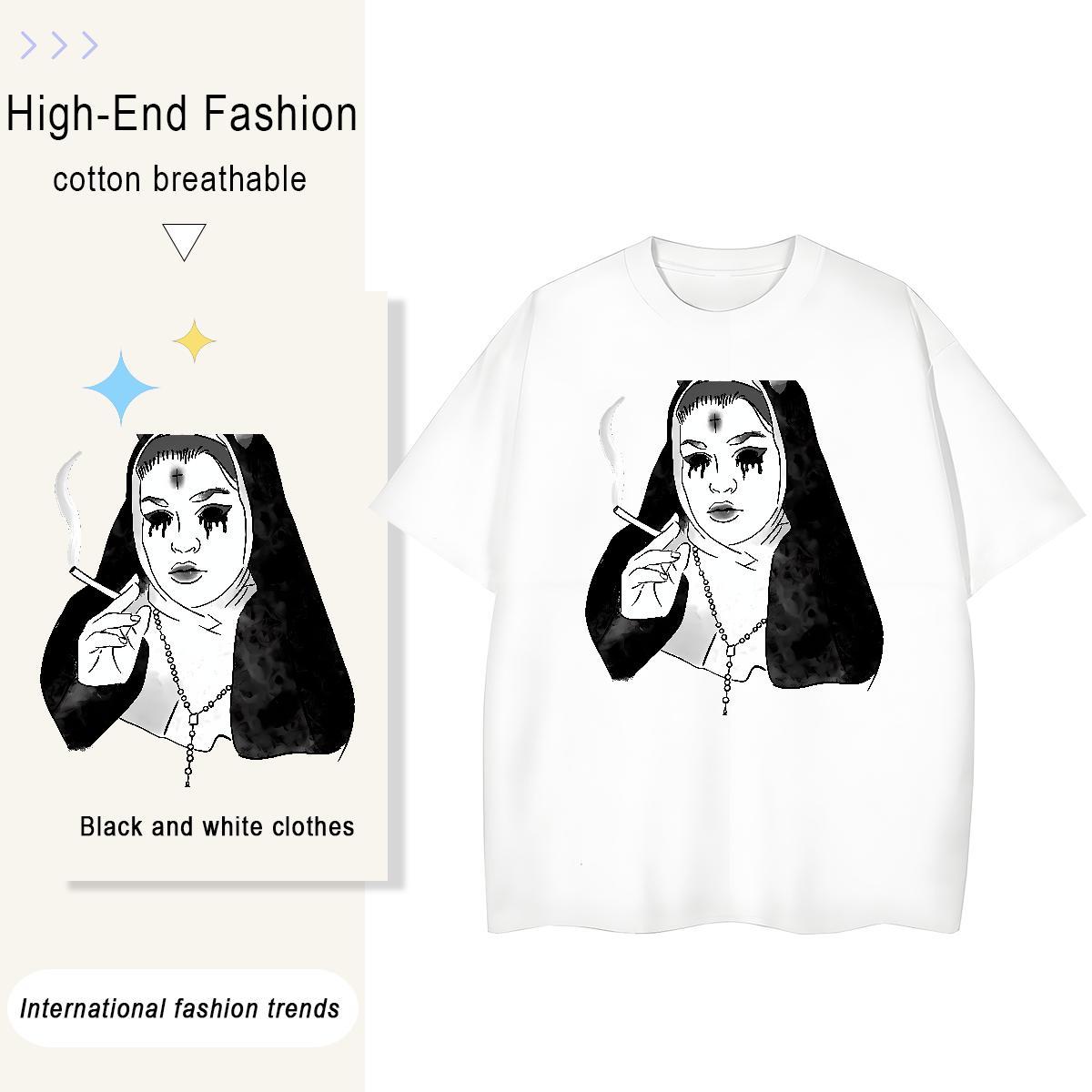 Soft Womens Tshirts 100% Cotton 230g nun Beach Women T Shirts Breathable Short Sleeve Oversized Top Tees