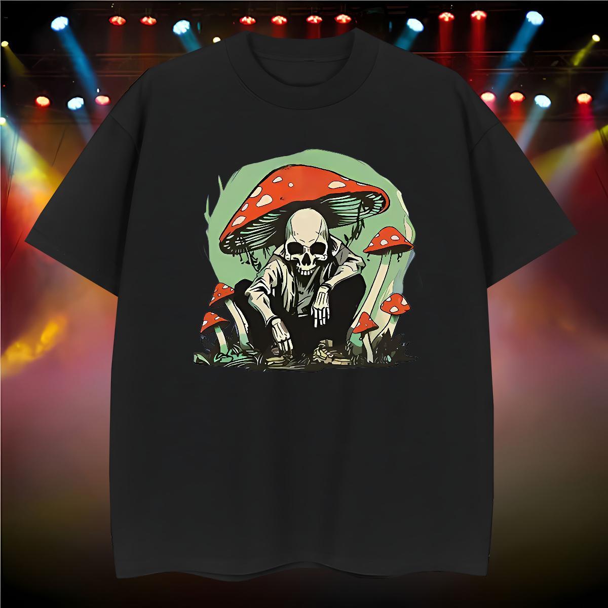 Classic T Shirt For Man 230g Pure Cotton skull Daily Outfit Anime O-Neck Short Sleeve Men Tops Tees Classic Casual Tee Shirt