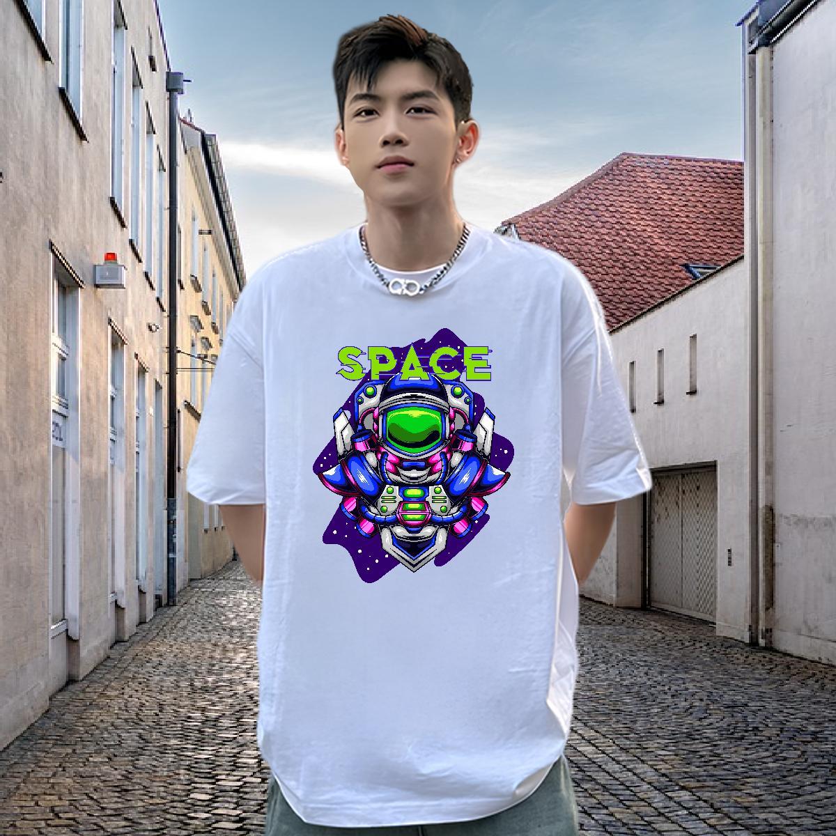 Soft T Shirt For Man 100% Cotton 230g ET Casual Daily Wear Cartoon Print O Neck Short Sleeves Men Tshirts Classic Tops