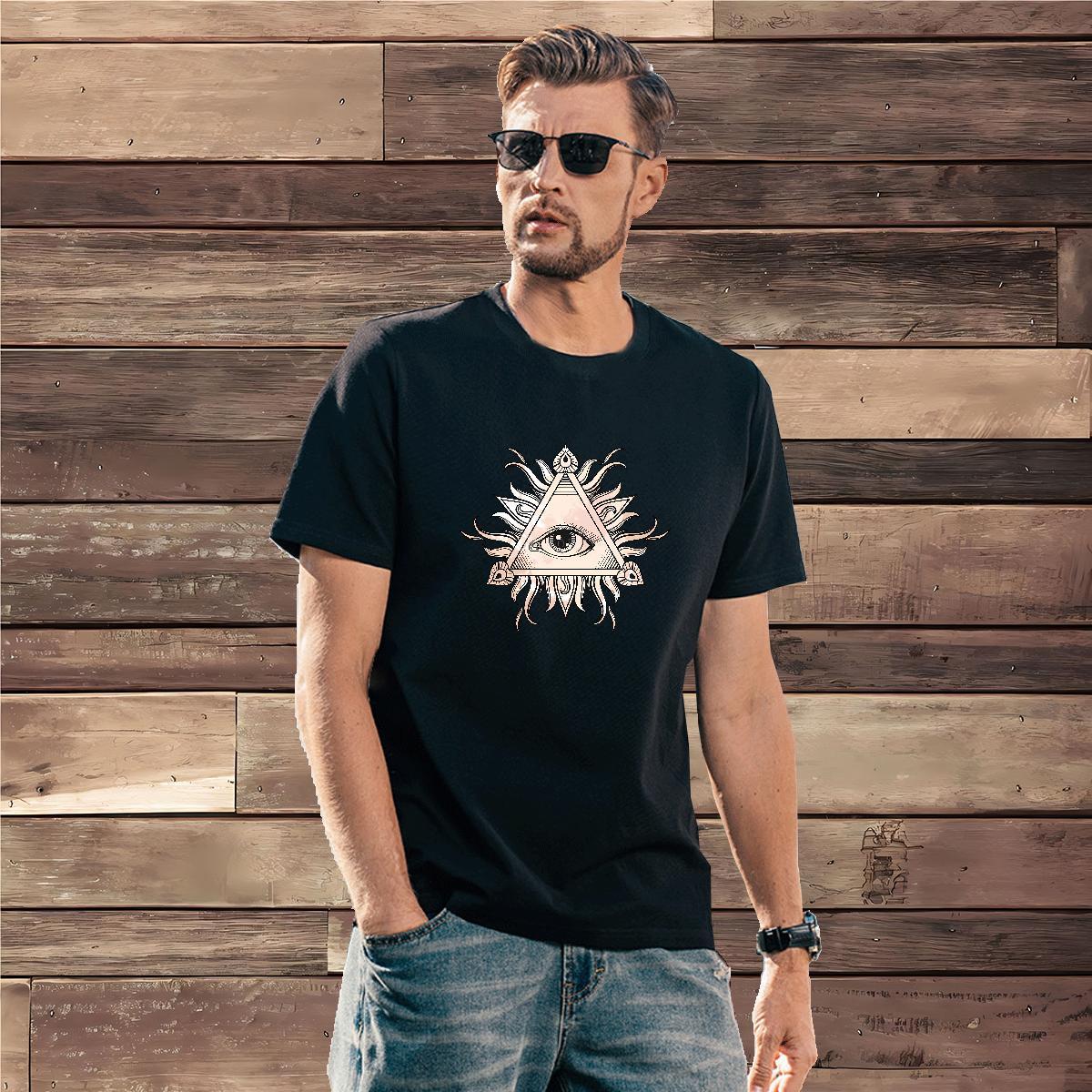 Wholesale T Shirts Men 100% Cotton 230g eye of the devil Casual Daily Wear DIY Anime Crew Neck Breathable Mens Tshirts 2024 Tops Shirt