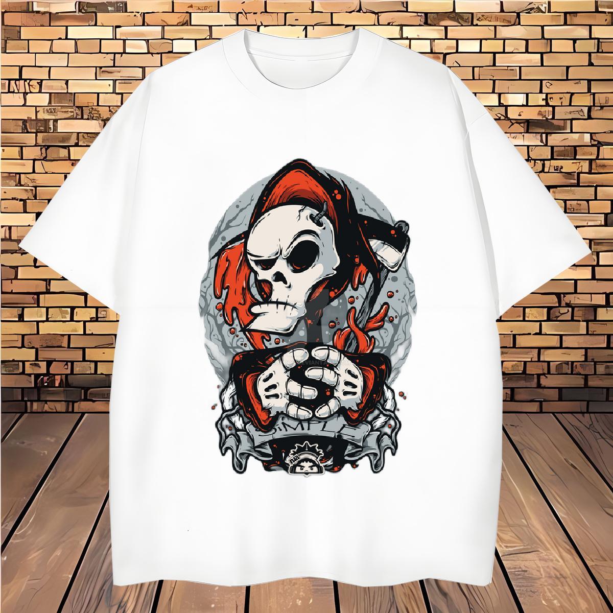 TOP Quality T-Shirts 230g Pure Cotton skull Spring Summer Custom Print Plus Size Breathable Soft Tshirt for Man Woman 2024 DIY Tees