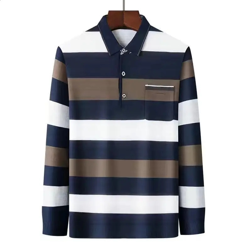 Spring Autumn Fashion Polo Neck Long Sleeve Mens Clothing Pullovers Loose Casual Ropa Hombre All Match Tees Solid Polo Shirts 240824
