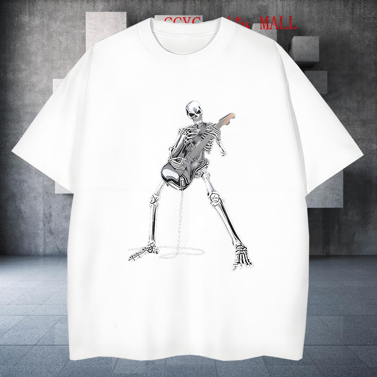 Cool Design T Shirt For Man 230g Cotton skull Hip Hop Anime Breathable Crew Neck Men Clothes T-Shirt New Designer Clothings