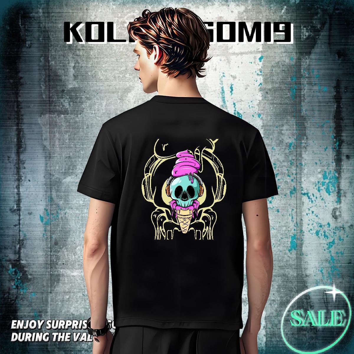 Popular T-Shirts 230g Cotton skull Casual Daily Wear DIY Anime O-Neck Short Sleeve Men Tops Tees 2024 Polos