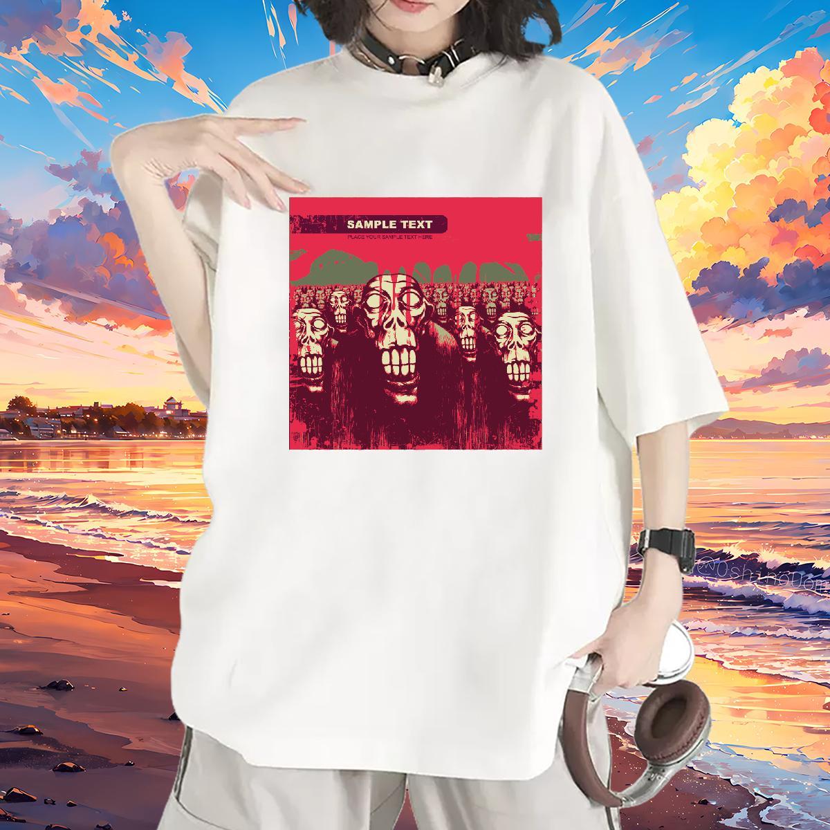 Nice Womens Tshirts 230g Pure Cotton scary Hip Hop Street Womens T Shirts Breathable Short Sleeve Customized Print Tees Shirts