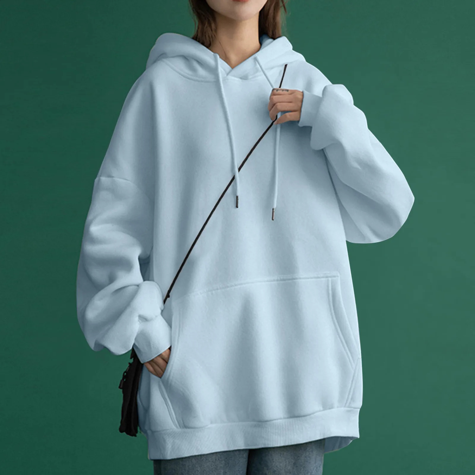 Oversized Solid Sports Sweatshirt For Women Spring Autumn Harajuku Fashion Casual Pullovers Tops In Y2k Hoodie For Women 240824