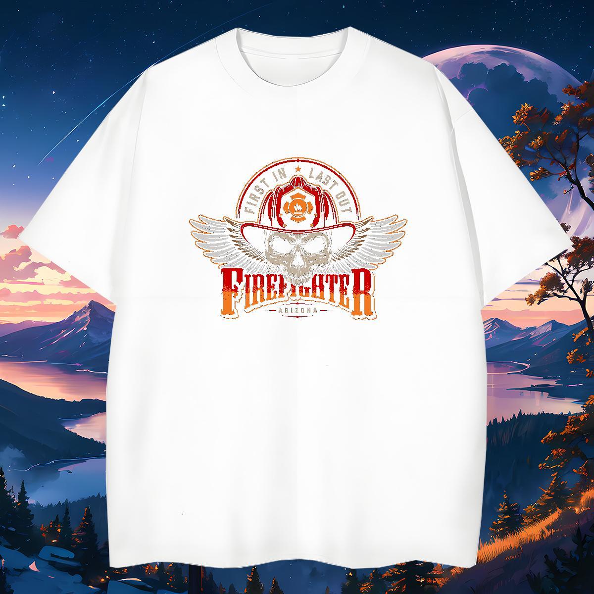 Loose T Shirts Men 230g Pure Cotton skull Hip Hop White Plus Size Breathable Short Sleeve Mens Tshirts Classic Casual Tees Shirts