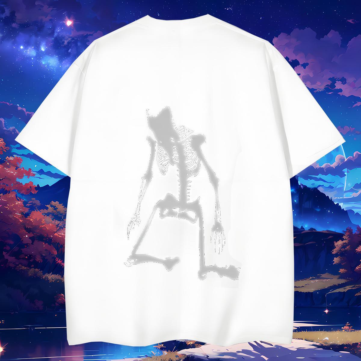 Brand T-Shirts 100% Cotton 230g skull Street Wear Skull Breathable Crew Neck Men Tops Tees Classic Clothes