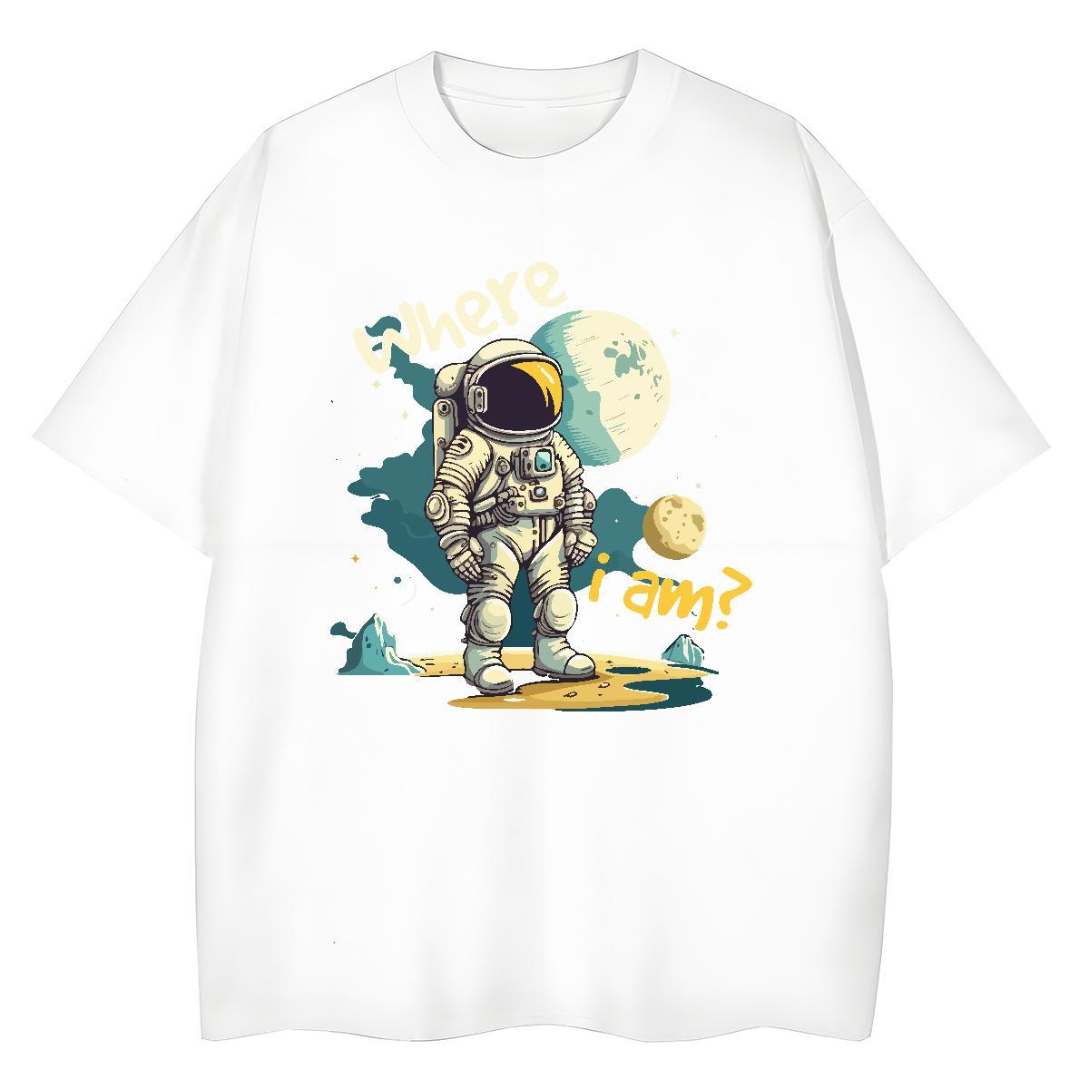 Designer Tshirt for Man Woman 230g Pure Cotton cosmonaut Street Casual Womens T Shirts Short sleeve Soft Custom Cartoon Tshirts