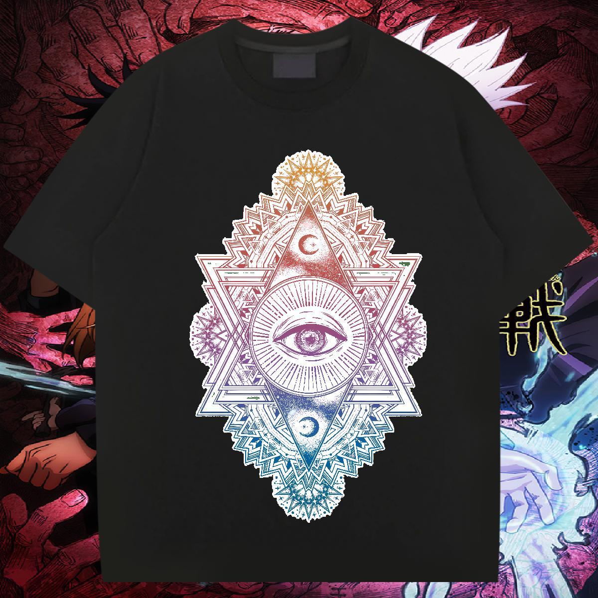 Free Shipping T Shirts Men 100% Cotton 230g eye of the devil Casual Daily Wear Cartoon Print Breathable Soft Men Tops Tees 2024 New Clothes