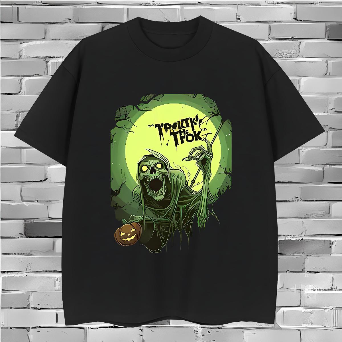 Brand T Shirt For Man 230g 100% Cotton skull Street Casual Graphic Round Neck Short Sleeve Men Tops Tees Fashion Design Clothes