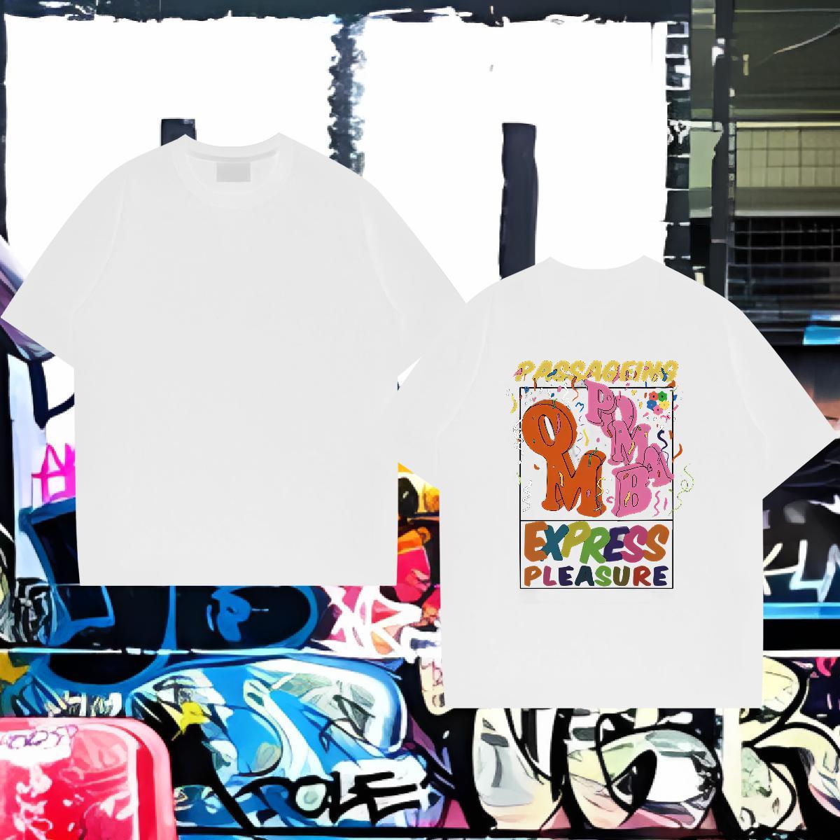 Classic Man T Shirts 230g 100% Cotton letter High Street Hip Hop Cartoon Print O Neck Short Sleeves Men Tops Tees Fashion New Clothings