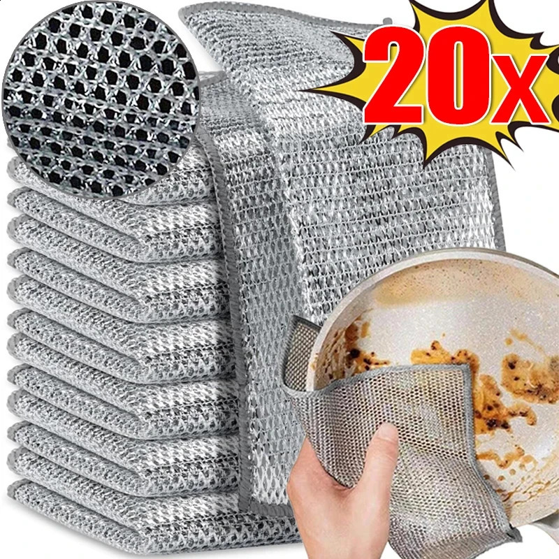 201 piece of magic cleaning cloth thickened singlesided metal wire kitchen utensil pot dishwasher towel tool 240824