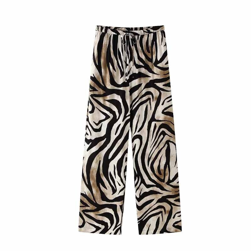 Womens Summer Fashion Leopard Print Shirt+pants Set