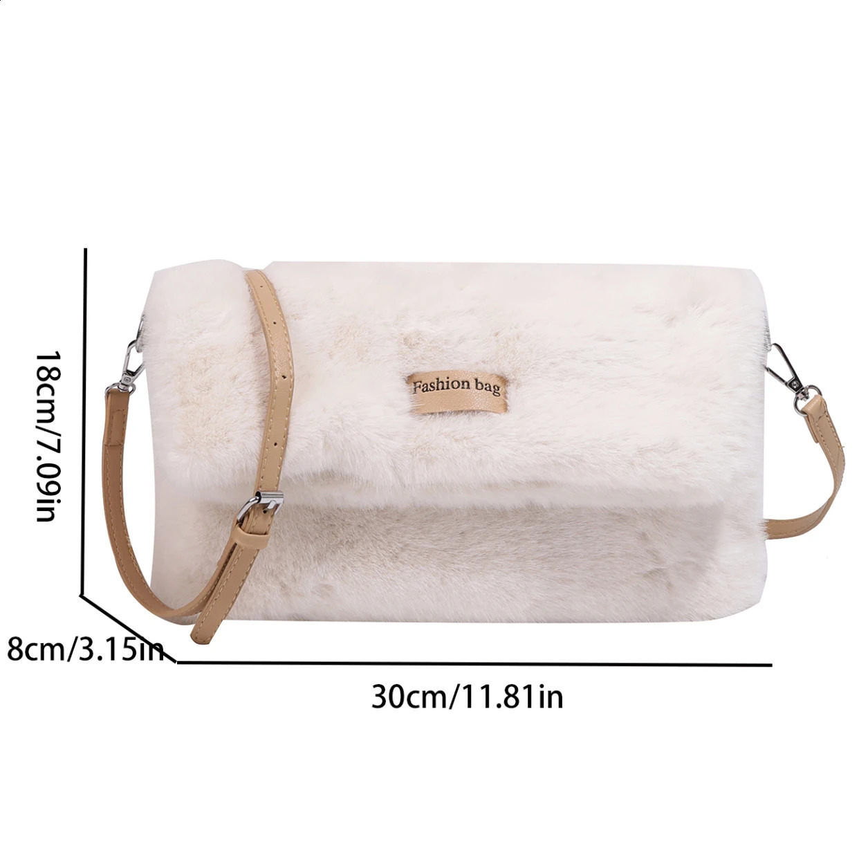 2025 new Faux Fur Handbag Women Winter Soft Fulffy Folds Shoulder Female Khaki Plush Messenger Bag 240824 zhanyishengli