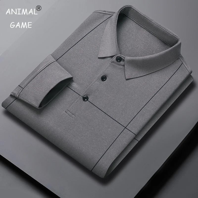 Men Polo Shirt Business Autumn Tshirt Long Sleeve Casual Male Polo Shirt Fit Slim Korean Clothing Button Shirts 240824