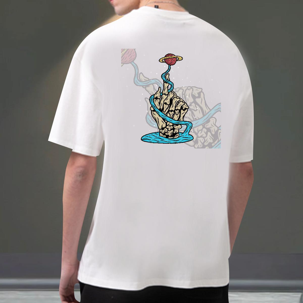High Quality T shirt 230g Cotton skull Street wear Hip Hop DIY Printed Pure Cotton Men Tops Tees DIY Customized Clothes