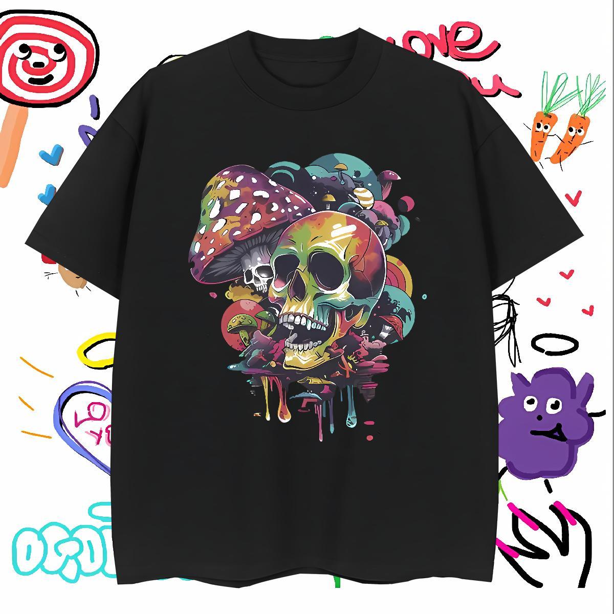 Unisex Men T Shirts 100% Cotton 230g skull Sports Casual Plus Size Cartoon Breathable Soft Men Tops Tees 2024 Designer Tee Shirt