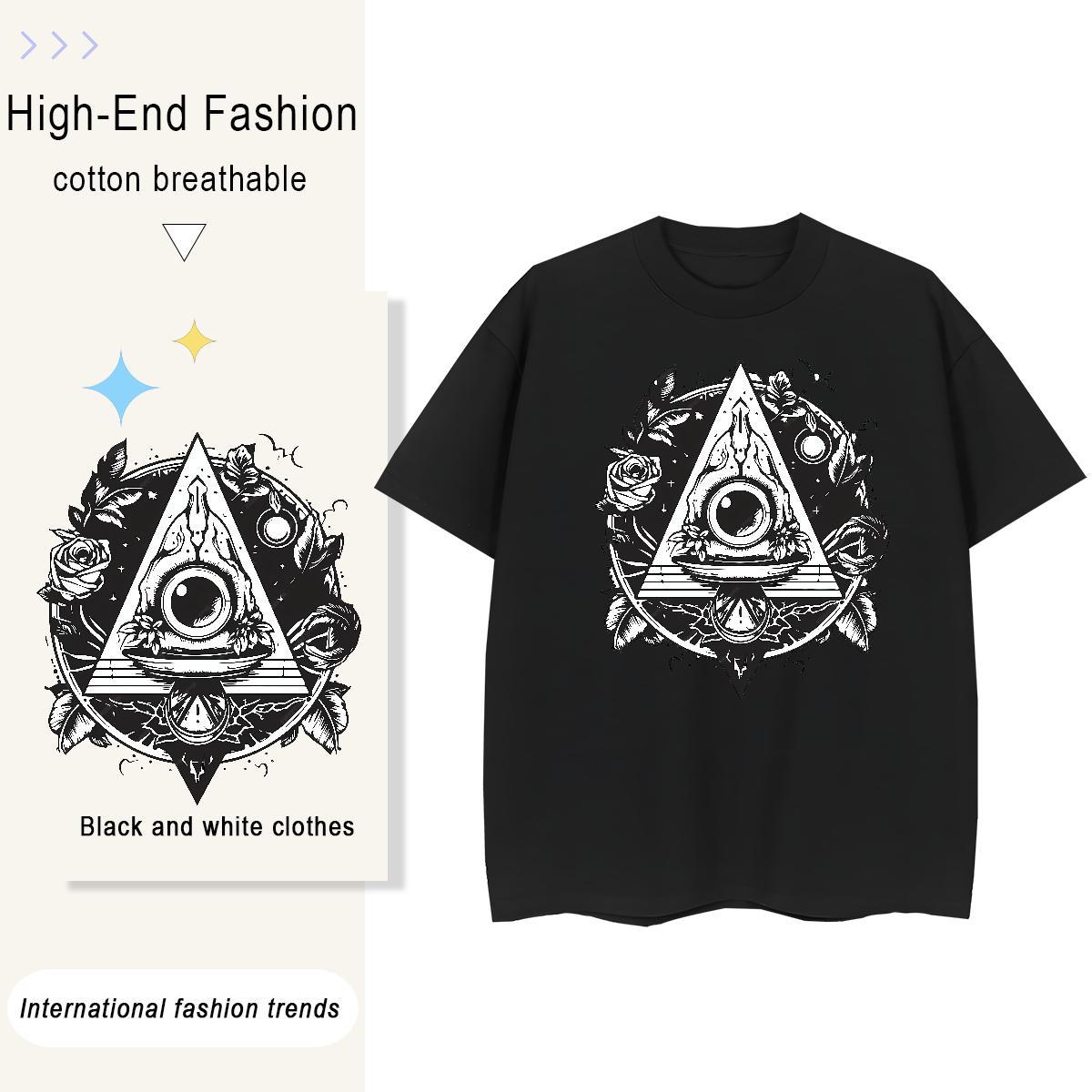 Classic T Shirts Men 230g Cotton eye of the devil Anime Printing Street Custom Printing Breathable Men Tshirts New Arrival Clothings