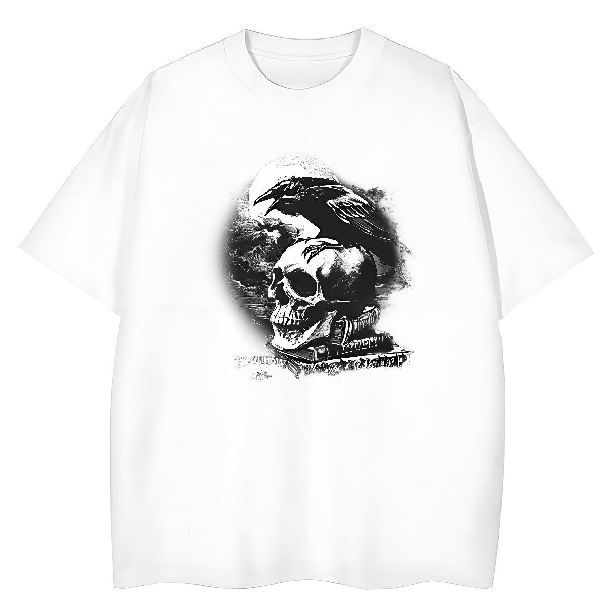 Loose Fit T Shirt For Man 100% Cotton 230g skull Street Customized Print Round Neck Short Sleeve Men Tees DIY Clothings