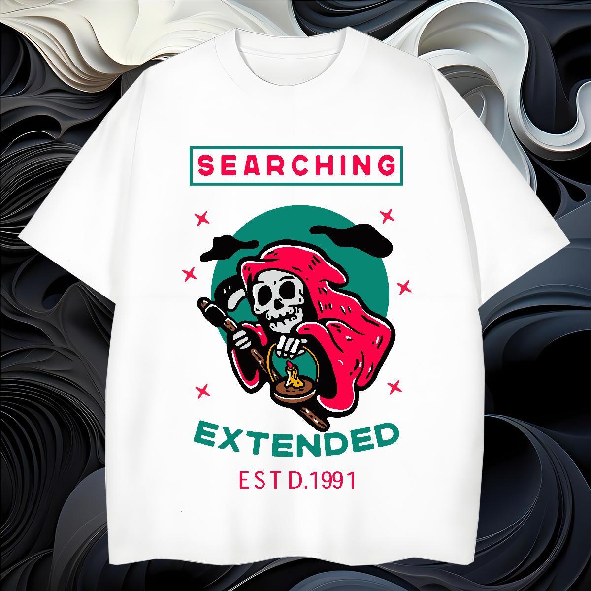 Soft T-Shirts for Men 230g 100% Cotton skull Casual Beach Customized Round Neck Short Sleeve Mens Tshirts Designer Tees