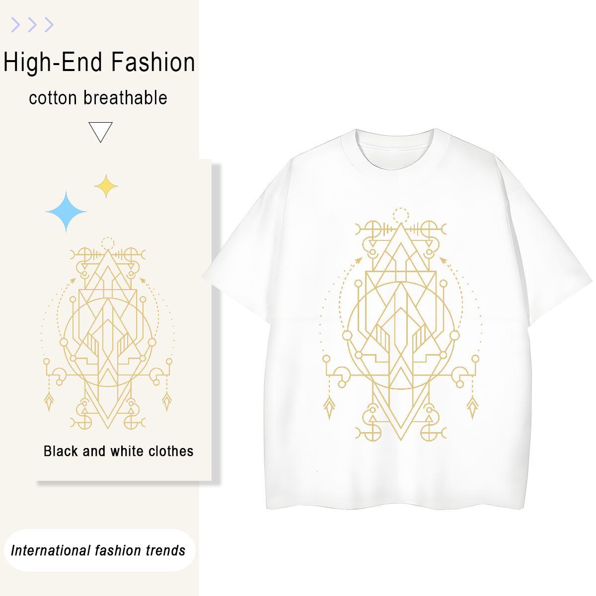 Designer Nice Unisex Tshirts 230g 100% Cotton Geometric line Outdoor T Shirt For Woman Short Sleeve O-Neck DIY Anime Clothings