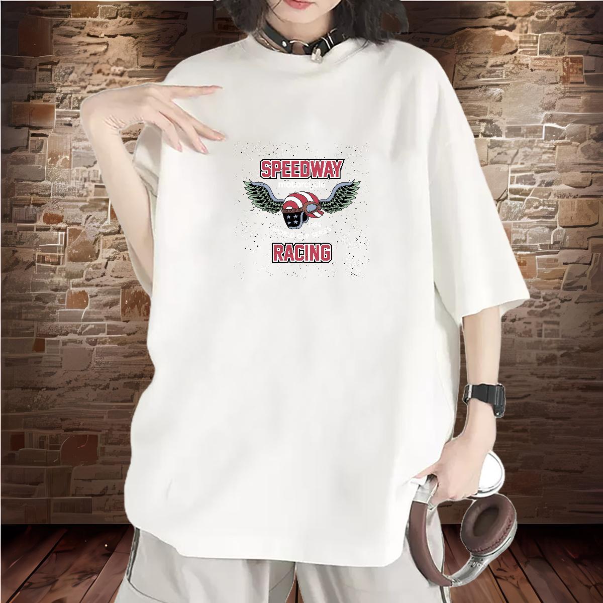 Designer Lady T shirt 230g Pure Cotton letter Casual Daily Wear T Shirts Women Breathable Crew Neck Cartoon Anime Tops Shirt