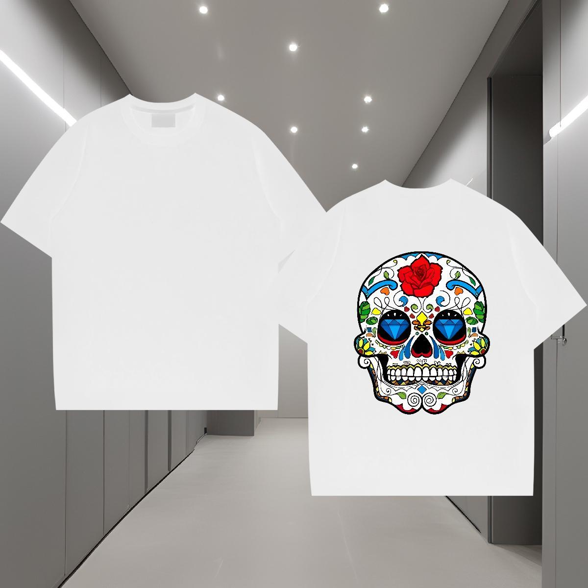 Soft Men T Shirts 230g Pure Cotton skull Hip Hop Street Customized Print Short Sleeve O-Neck Mens Tshirts Factory Direct Tees
