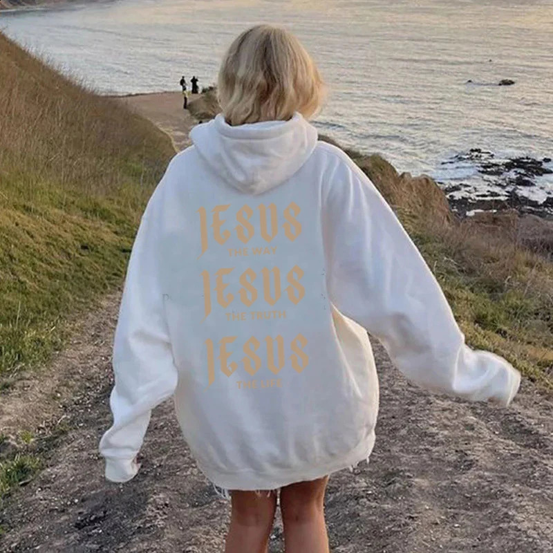 Aesthetic Jesus Saves Hoodies Christian Apparel Print Oversized Sweatshirts Men Women Vintage Fashion Autumn/Winter Warm Hoodie 240824