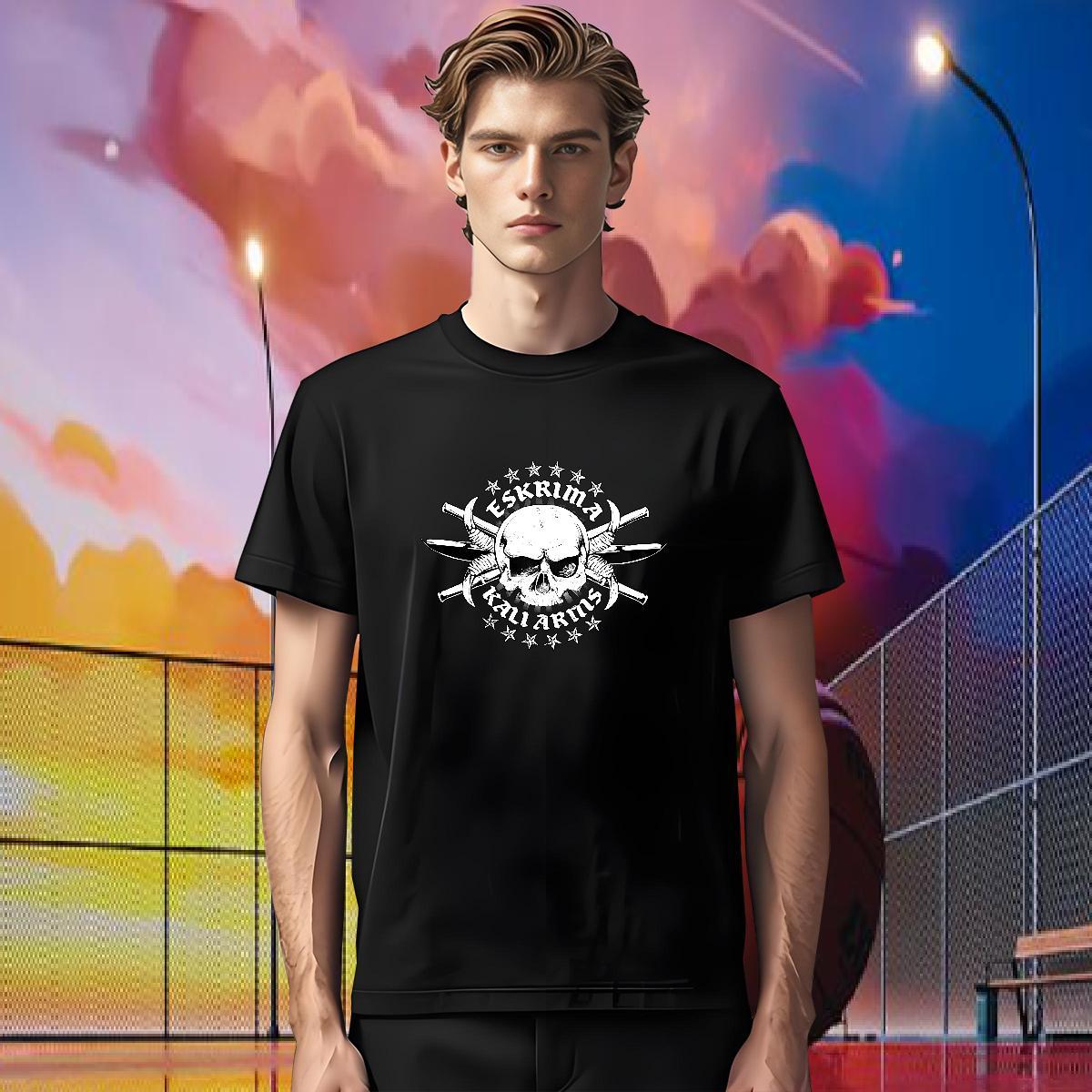 Loose Men T Shirts 100% Cotton 230g skull Home Outdoor Custom Cartoon Breathable Soft Men Clothes T-Shirt Fashion New Tees