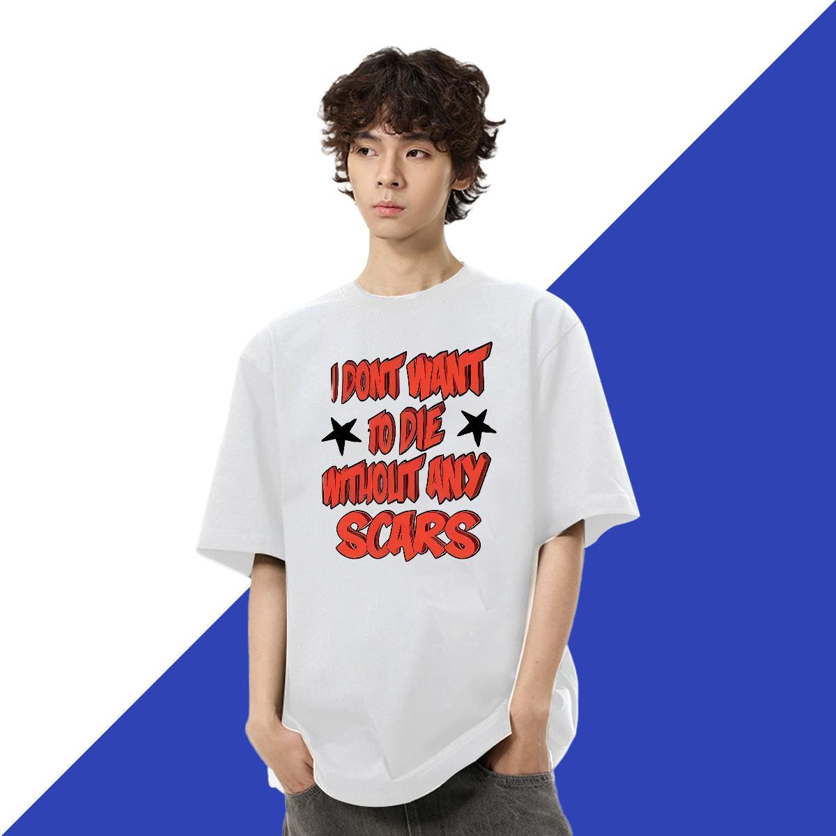 Brand Men Clothes T-Shirt letter Anime Printing Street 230g 100% Cotton Polos Breathable Short Sleeve Designer T-Shirts Custom Printed