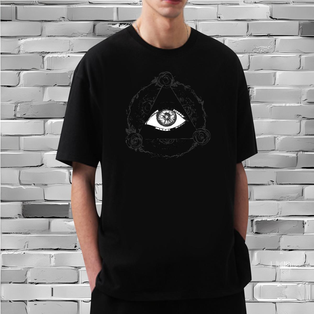 Soft T Shirt For Man 230g 100% Cotton eye of the devil Sports Casual Customized Print Crew Neck Mens Tshirts 2024 Designer Tops