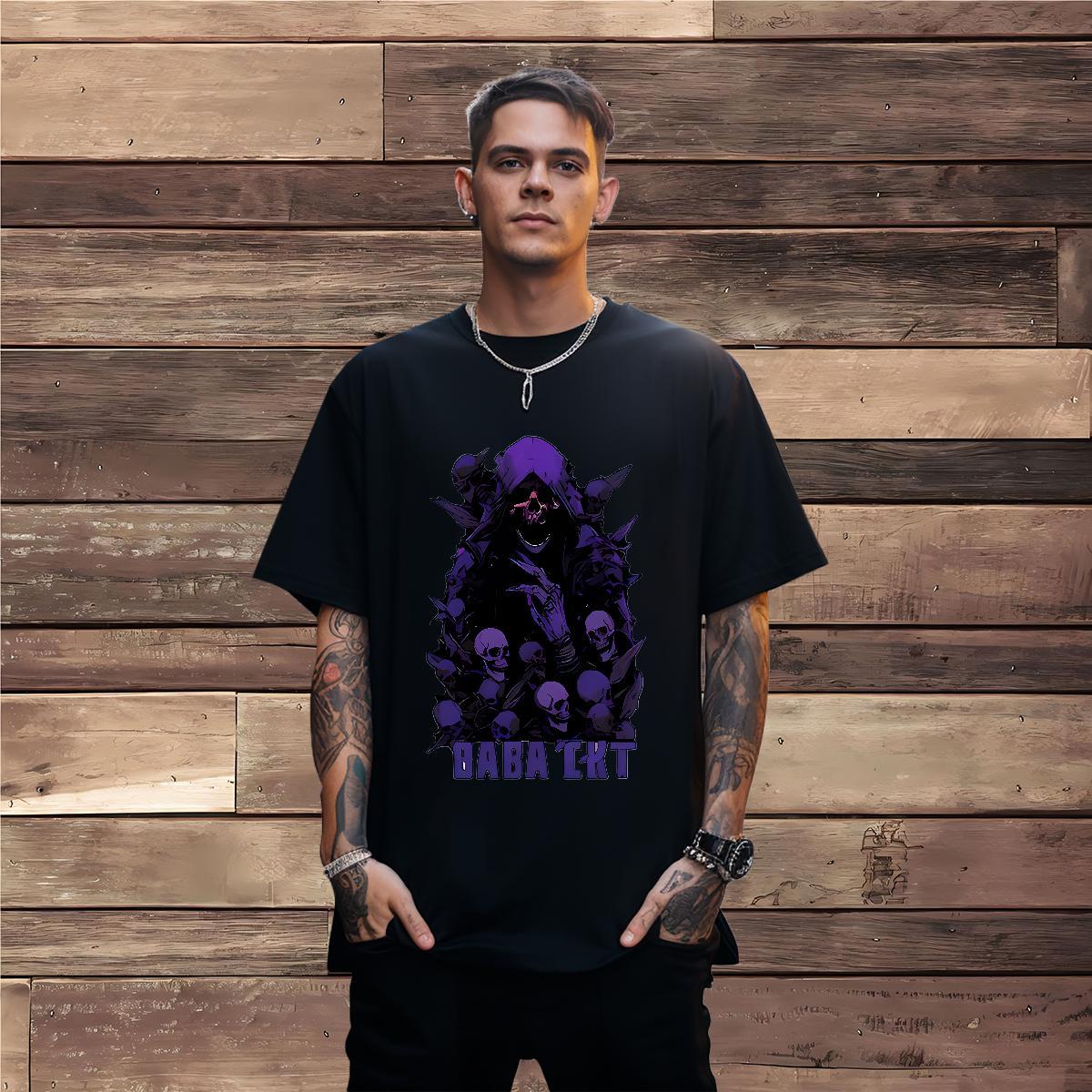 Comfortable Man T Shirts 230g Pure Cotton skull Street wear Hip Hop Floral Print Short Sleeve O-Neck Men Tops Tees 2024 Designer Clothes