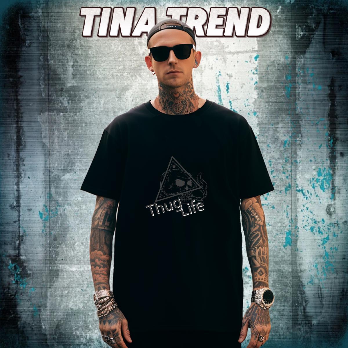 Loose Fit T-Shirts 230g 100% Cotton skull Street Casual Black White Breathable Soft Men Clothes T-Shirt Brand Tops Tees