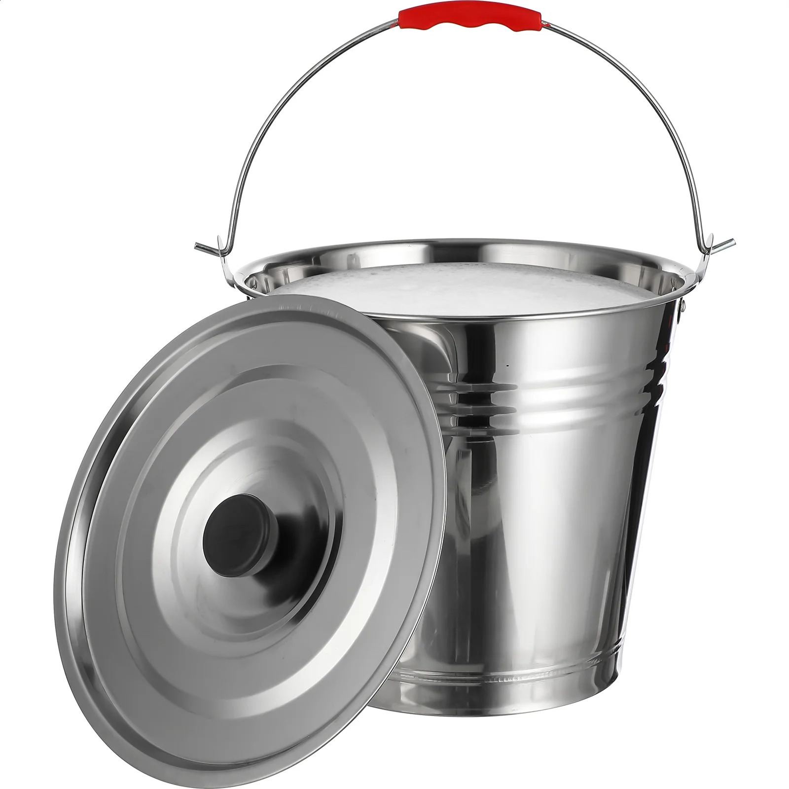 Stainless steel square plastic metal paint household bucket with lid milk cube 240824