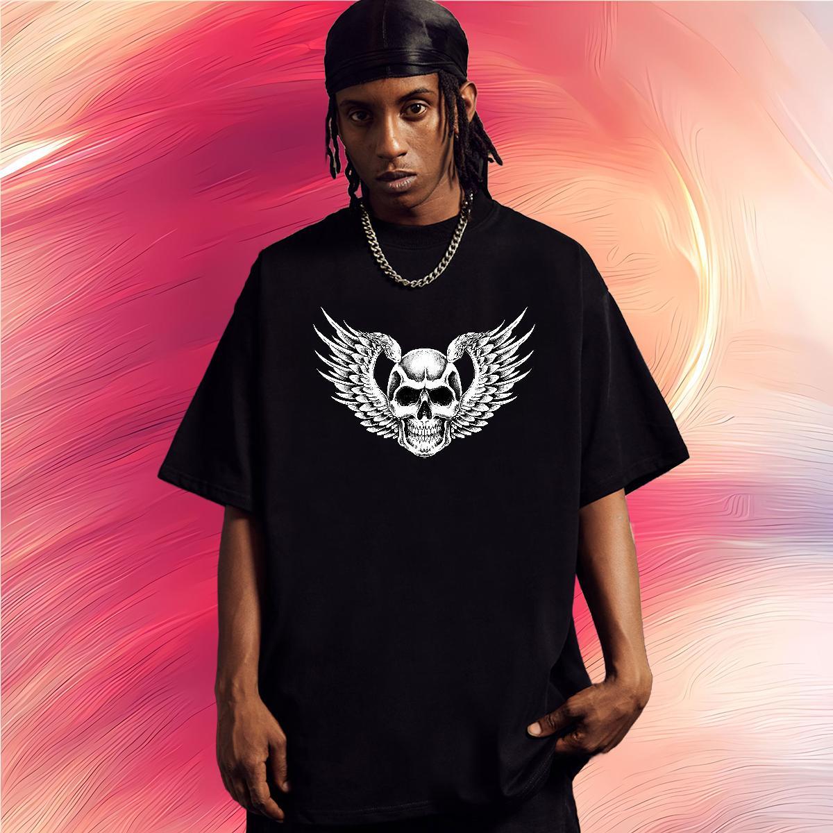 Popular T-Shirts 100% Cotton 230g skull Summer Casual Custom Cartoon Breathable Short Sleeve Men Tshirts Factory Direct Clothes