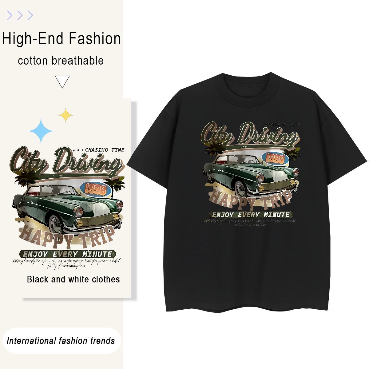 Stylist Men Tops Tees car Summer Casual 230g 100% Cotton Wear Round Neck Short Sleeve Classic Man T Shirts DIY Anime
